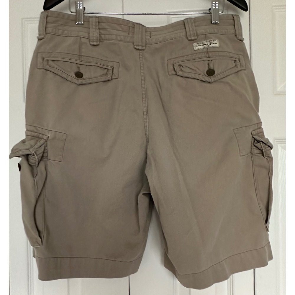 Polo Ralph Lauren Mens Tan Khaki Classic Polo Chino Cargo Shorts Size 36 Cotton - Picture 2 of 10
